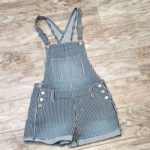 Cute trucker striped overall shorts